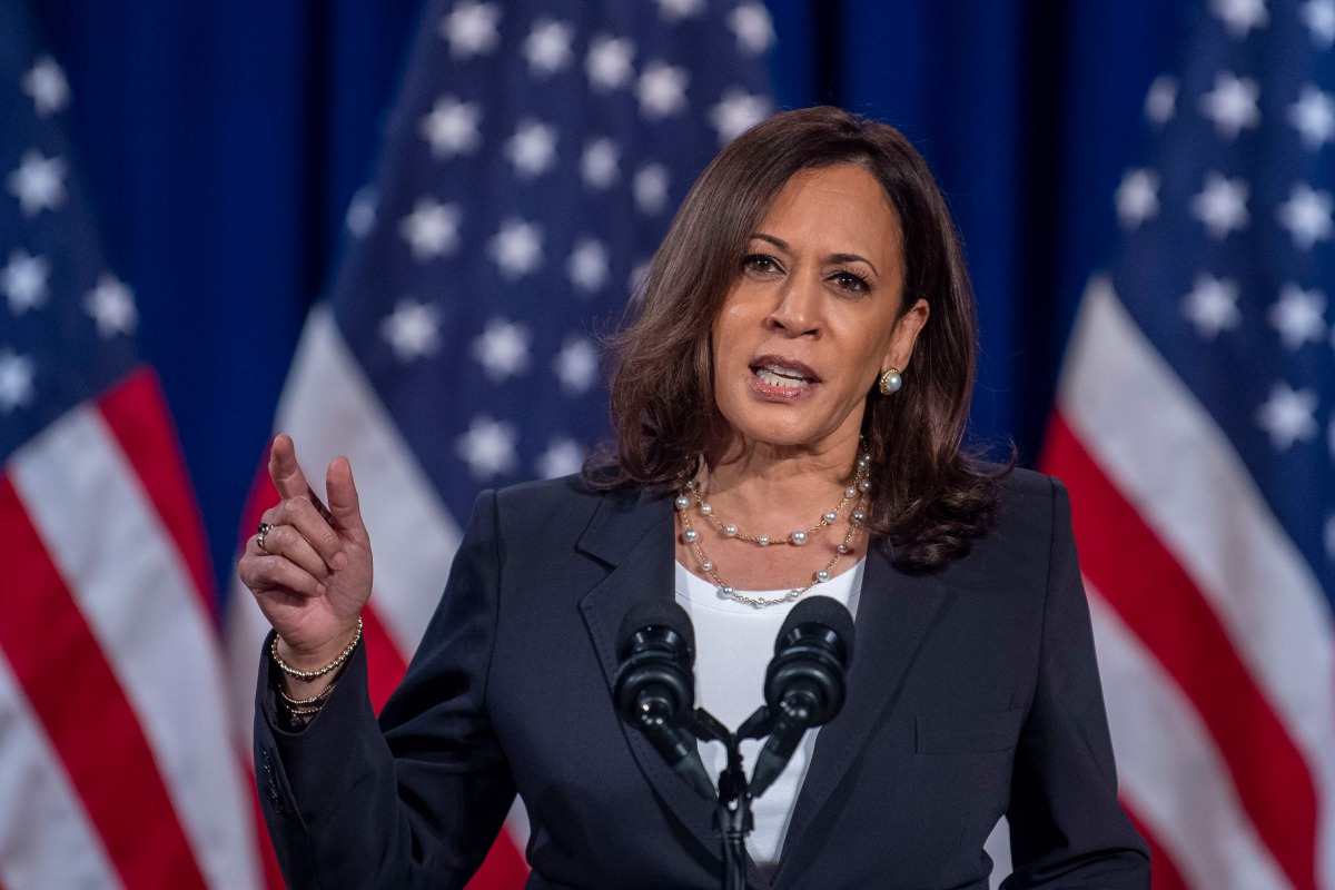 (FILES) In this file photo taken on August 27, 2020 US Democratic vice presidential nominee and Senator from California, Kamala Harris, speaks on the administration of US President Donald Trump failures to contain Covid-19, in Washington, DC. / AFP / Eric