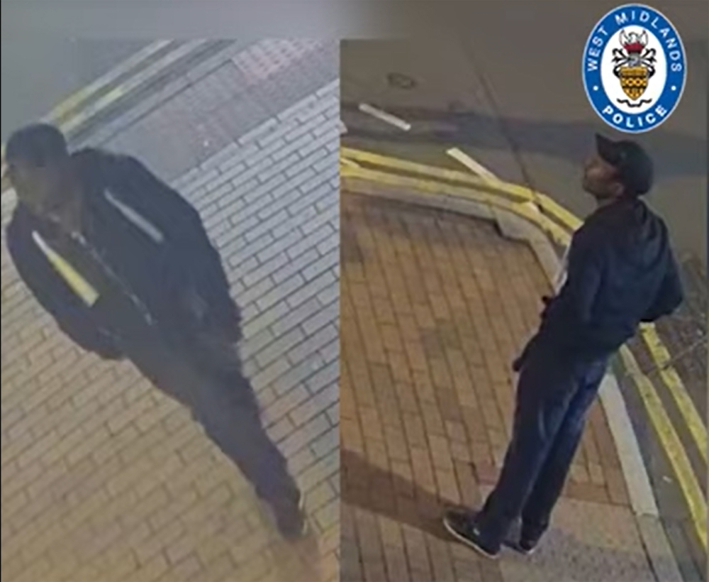 A handout combination of still images taken from CCTV footage and released by West Midlands Police shows a man in central Birmingham, central England in the early hours of September 6, 2020 sought by police in connection with a multiple stabbing incident.