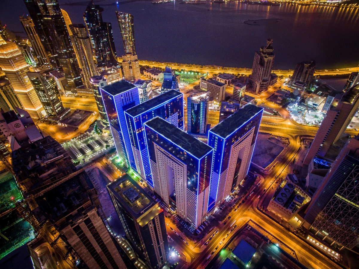 An aerial view of Ezdan Towers in West Bay.