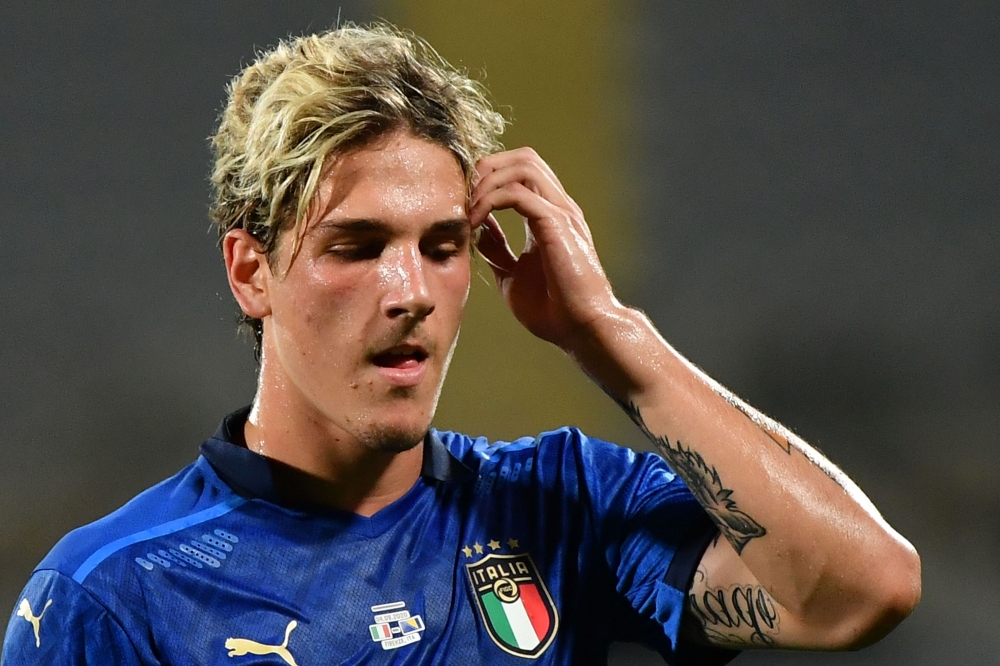 Italy's midfielder Nicolo Zaniolo reacts at the end of the UEFA Nations League football match Italy vs Bosnia and Herzegovina on September 4, 2020 at the Artemio-Franchi stadium in Florence, Tuscany. / AFP / Isabella BONOTTO