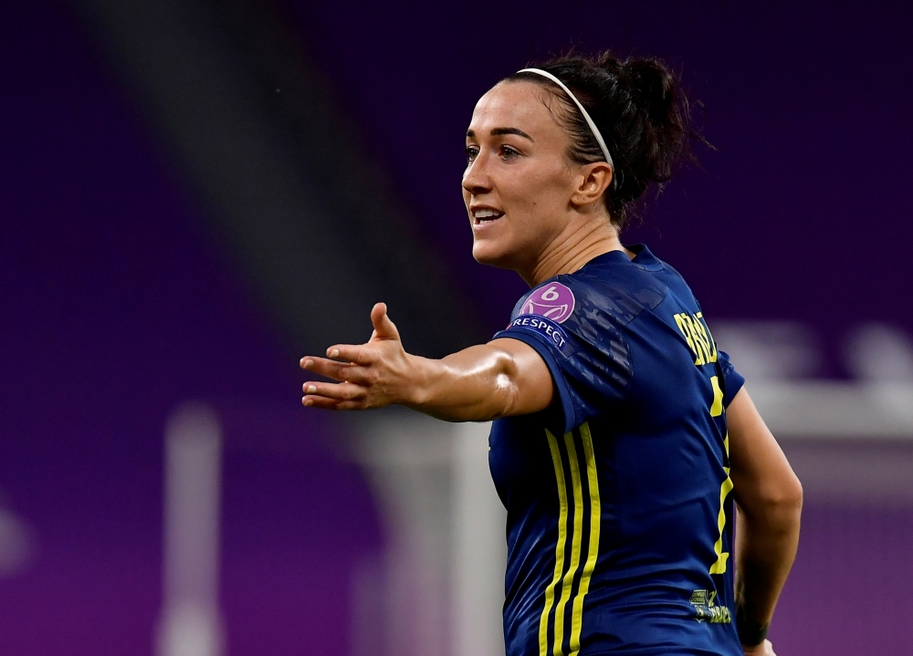 August 22, 2020 Olympique Lyonnais' Lucy Bronze, as play resumes behind closed doors following the outbreak of the coronavirus disease (COVID-19) Alvaro Barrientos/Pool via REUTERS/File Photo