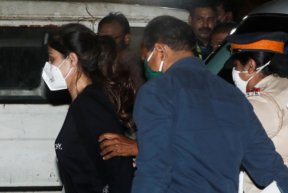 Bollywood actress Rhea Chakraborty arrives at the Narcotics Control Bureau (NCB) after she was arrested in Mumbai, India, September 8, 2020. REUTERS/Francis Mascarenhas
