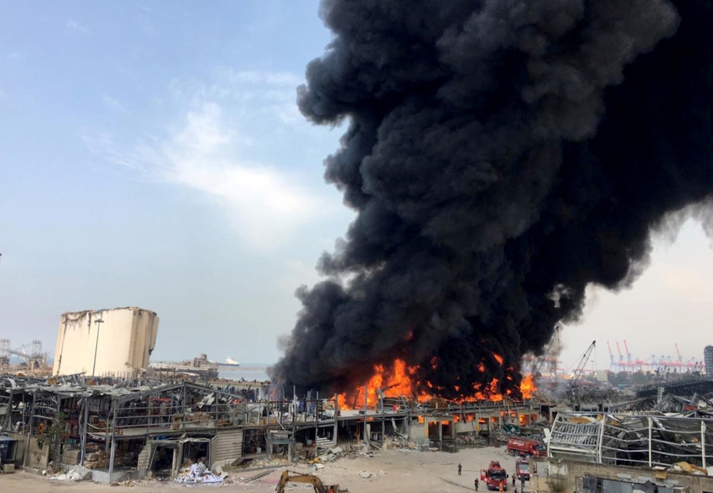 Smoke rises from Beirut's port area, Lebanon September 10, 2020. REUTERS/Alaa Kanaan