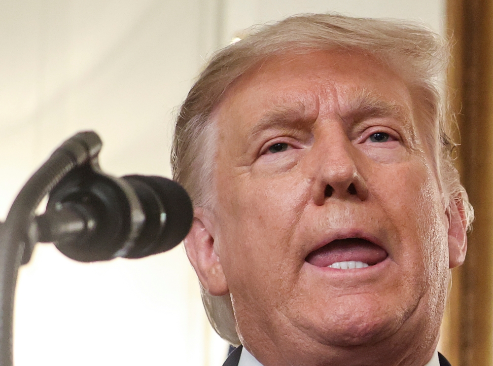 U.S. President Donald Trump delivers remarks on judicial appointments during a brief appearance in the Diplomatic Room at the White House in Washington, U.S., September 9, 2020. REUTERS/Jonathan Ernst