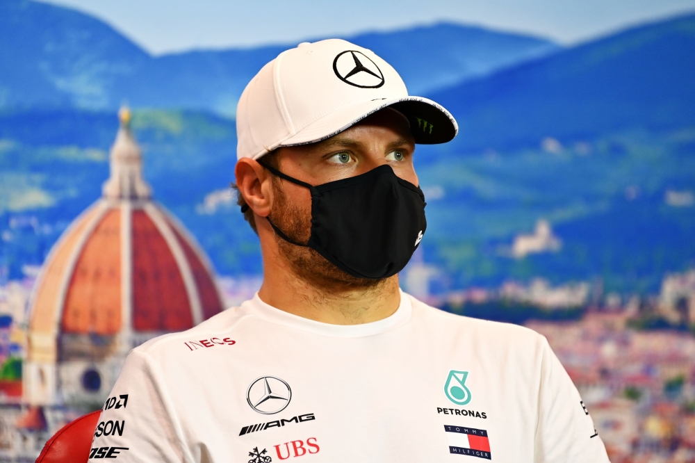 Mercedes' Finnish driver Valtteri Bottas attends the drivers' press conference during previews ahead of the Formula One Grand Prix of Tuscany at the Mugello Circuit on September 10, 2020. AFP PHOTO / FIA / HANDOUT