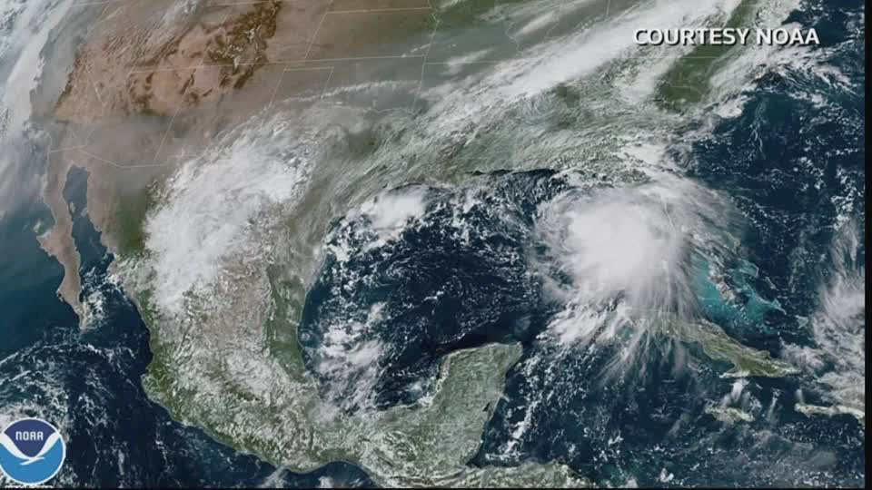 Tropical Storm Sally churning in the Gulf of Mexico in a satellite image taken from a video dated September 13, 2020. Courtesy NOAA/via REUTERS THIS IMAGE HAS BEEN SUPPLIED BY A THIRD PARTY.
