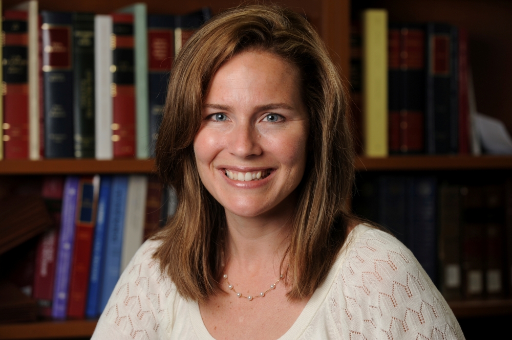 FILE PHOTO: U.S. Court of Appeals for the Seventh Circuit Judge Amy Coney Barrett, a law professor at Notre Dame University, poses in an undated photograph obtained from Notre Dame University September 19, 2020. Matt Cashore/Notre Dame University/Handout 