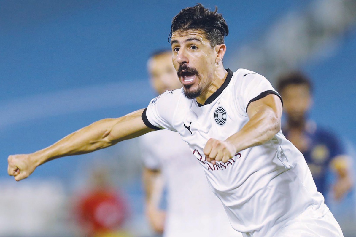 Baghdad Bounedjah celebrates his goal, yesterday. 