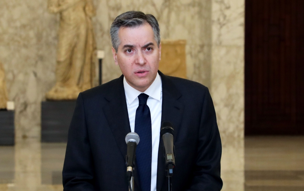 Mustapha Adib, speaking at a press conference at the presidential palace in Baabda