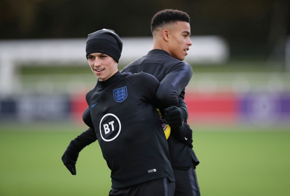 England's Phil Foden and Mason Greenwood during training Action Images via Reuters/Carl Recine/File Photo
