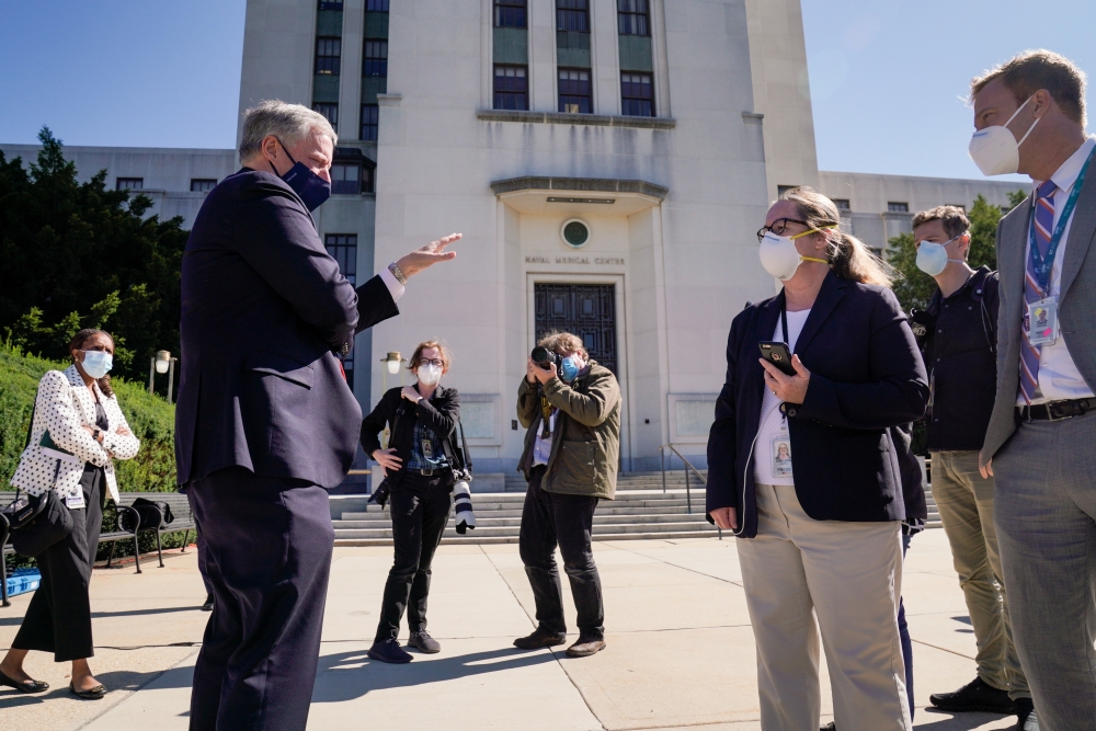 U.S. White House Chief of Staff Mark Meadows speaks to reporters about U.S. President Donald Trump's health after the president was hospitalized for coronavirus disease (COVID-19) treatment, at Walter Reed National Military Medical Center in Bethesda, Mar