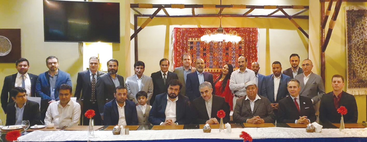 H E Dr. Federico Camilo (second right), H E Mohamed Ali Sobhani (fourth right) and H E Abdul Hakim Dalili (fifth right) during the farewell dinner with hosts and guests.