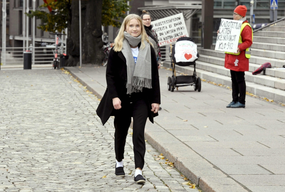 16-year-old Aava Murto took over the job of Finnish Prime Minister Sanna Marin for one day in Helsinki, Finland, on October 7, 2020 for the 