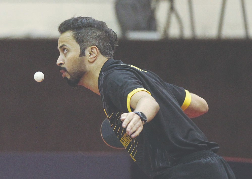 Qatar SC and Al Sadd players are seen in action during their Amir Cup Table Tennis Championship matches in Doha yesterday