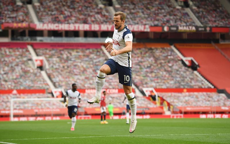 FILE PHOTO: Soccer Football - Premier League - Manchester United v Tottenham Hotspur - Old Trafford, Manchester, Britain - October 4, 2020 Tottenham Hotspur's Harry Kane celebrates scoring their third goal Pool via REUTERS/Oli Scarff