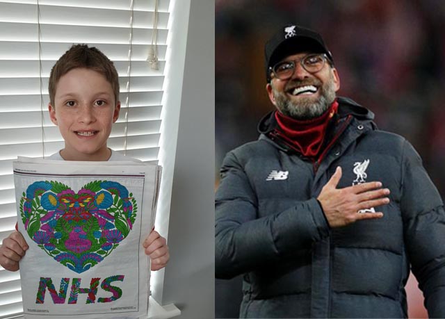Reuters file picture of Jurgen Klopp and Lewis Balfe Picture from Twitter / balfe_mils
