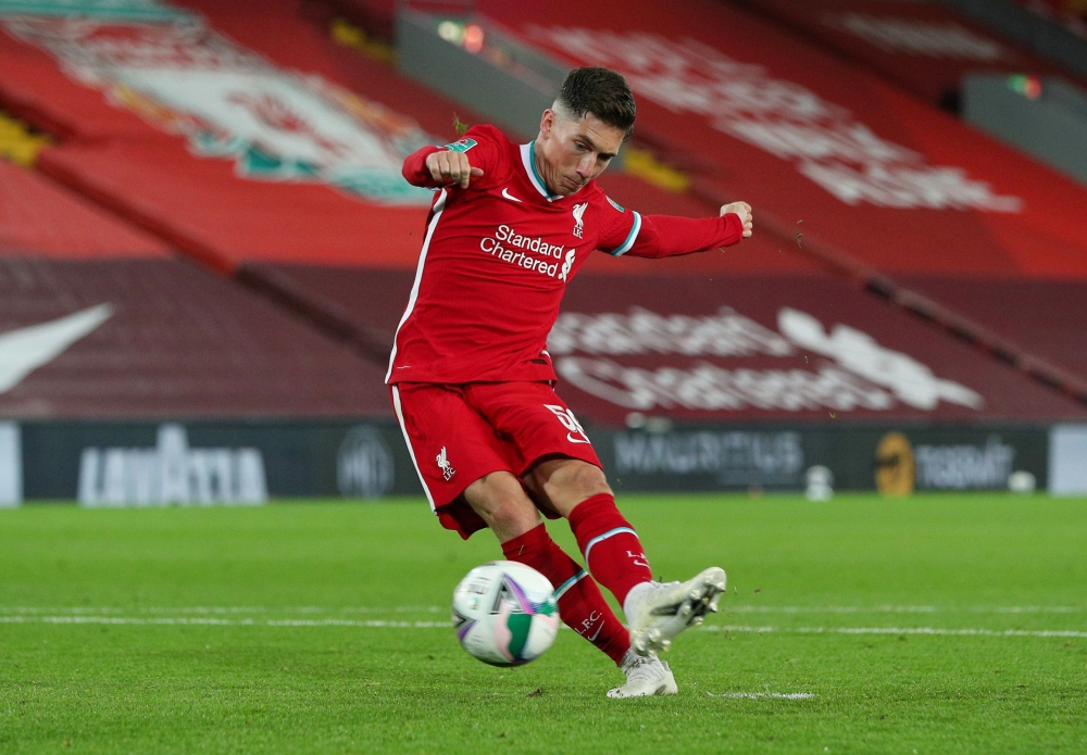 October 1, 2020 Liverpool's Harry Wilson misses a penalty during a penalty shootout Pool via REUTERS/Peter Byrne