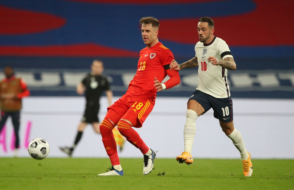 October 8, 2020 Wales' Joe Rodon in action with England's Danny Ings Pool via REUTERS/Nick Potts/File Photo