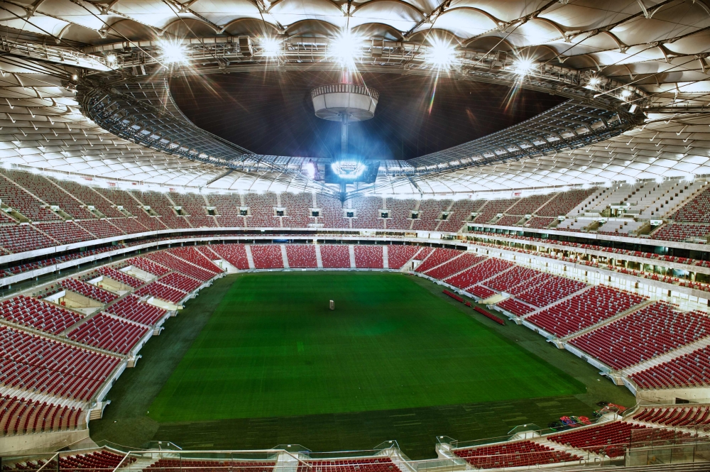 This file photo taken on May 08, 2012 shows a view of the National Stadium in Warsaw, ahead of the Euro 2012 football championships. The National Stadium in Warsaw will be partially transformed into a temporary hospital for Covid-19 patients, at a time wh