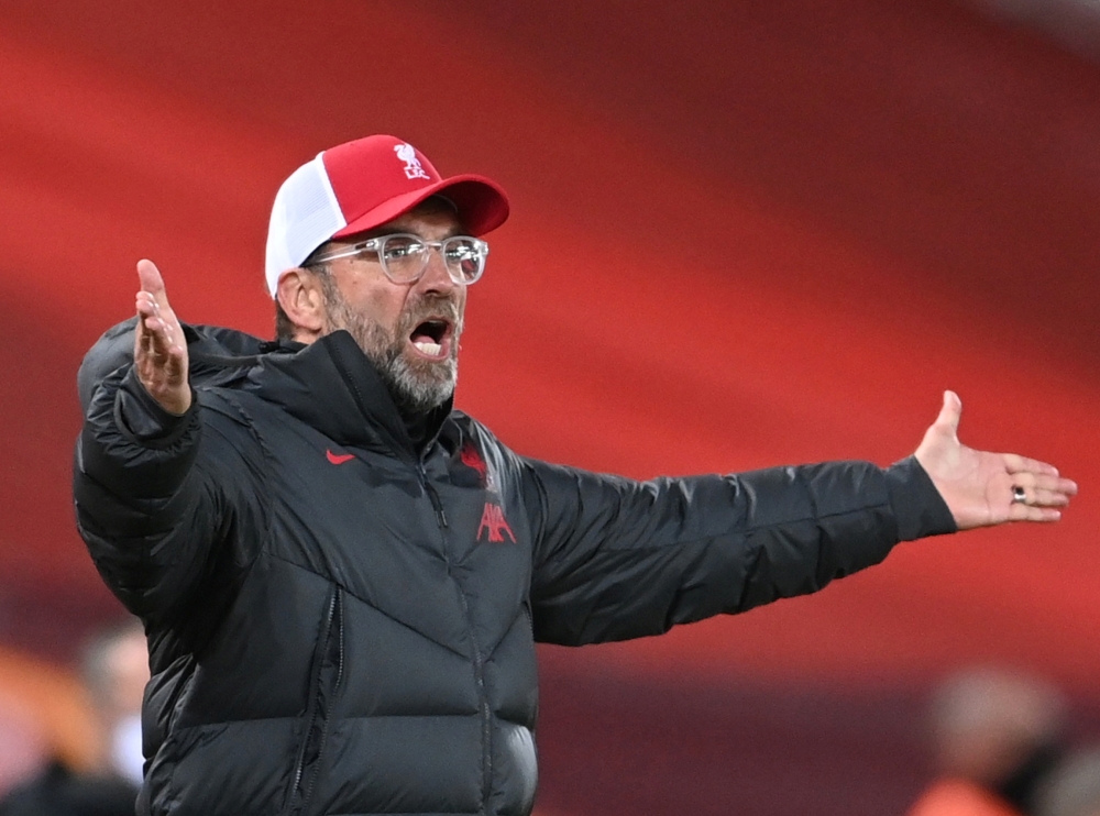 October 1, 2020 Liverpool manager Juergen Klopp Pool via REUTERS/Laurence Griffiths