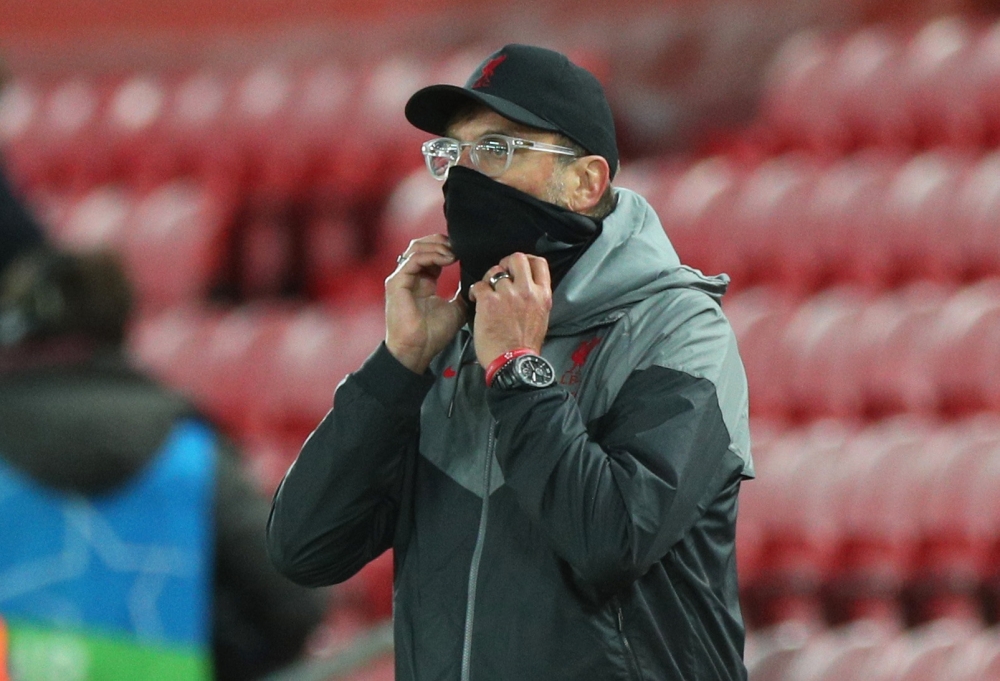 Liverpool manager Juergen Klopp on October 27, 2020. REUTERS/Peter Byrne