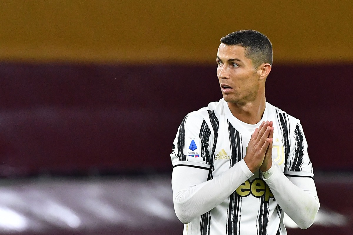 (FILES) In this file photo taken on September 27, 2020 Juventus' Portuguese forward Cristiano Ronaldo reacts during the Italian Serie A football match Roma vs Juventus at the Olympic stadium in Rome. Portuguese star Cristiano Ronaldo has been left off Juv