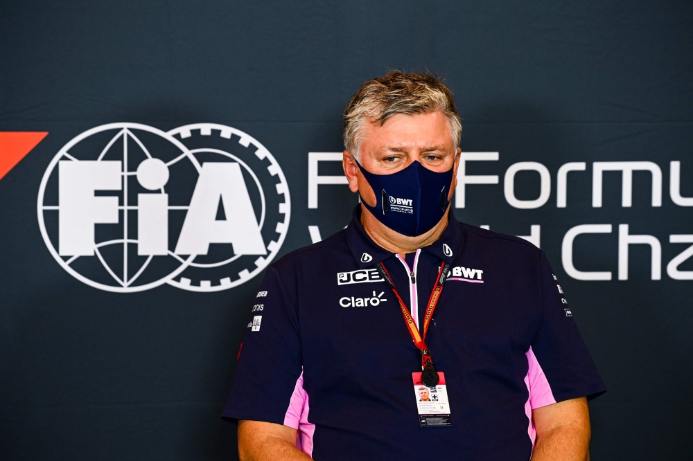Racing Point's CEO and Team Principal Otmar Szafnauer attends a press conference at the Autodromo Internazionale Enzo e Dino Ferrari race track in Imola, Italy, on October 30, 2020, two days ahead of the Formula One Emilia Romagna Grand Prix.  AFP PHOTO /
