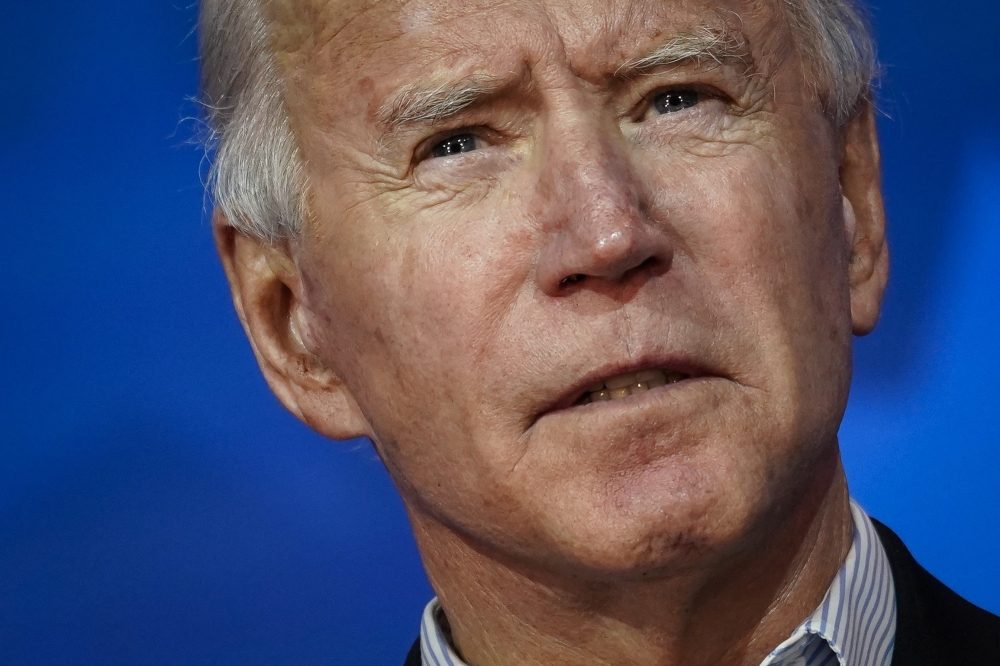 Democratic presidential nominee Joe Biden speaks at The Queen theater on November 05, 2020 in Wilmington, Delaware.  Drew Angerer/Getty Images/AFP