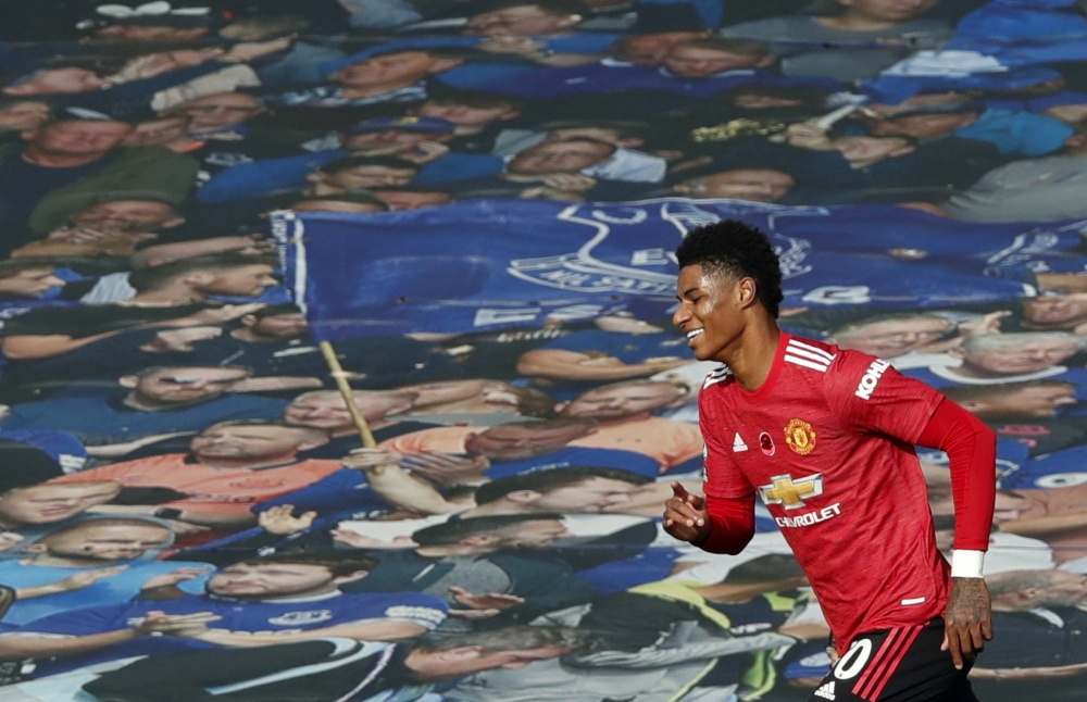 November 7, 2020 Manchester United's Marcus Rashford celebrates after Bruno Fernandes scores their second goal Pool via REUTERS/Clive Brunskill