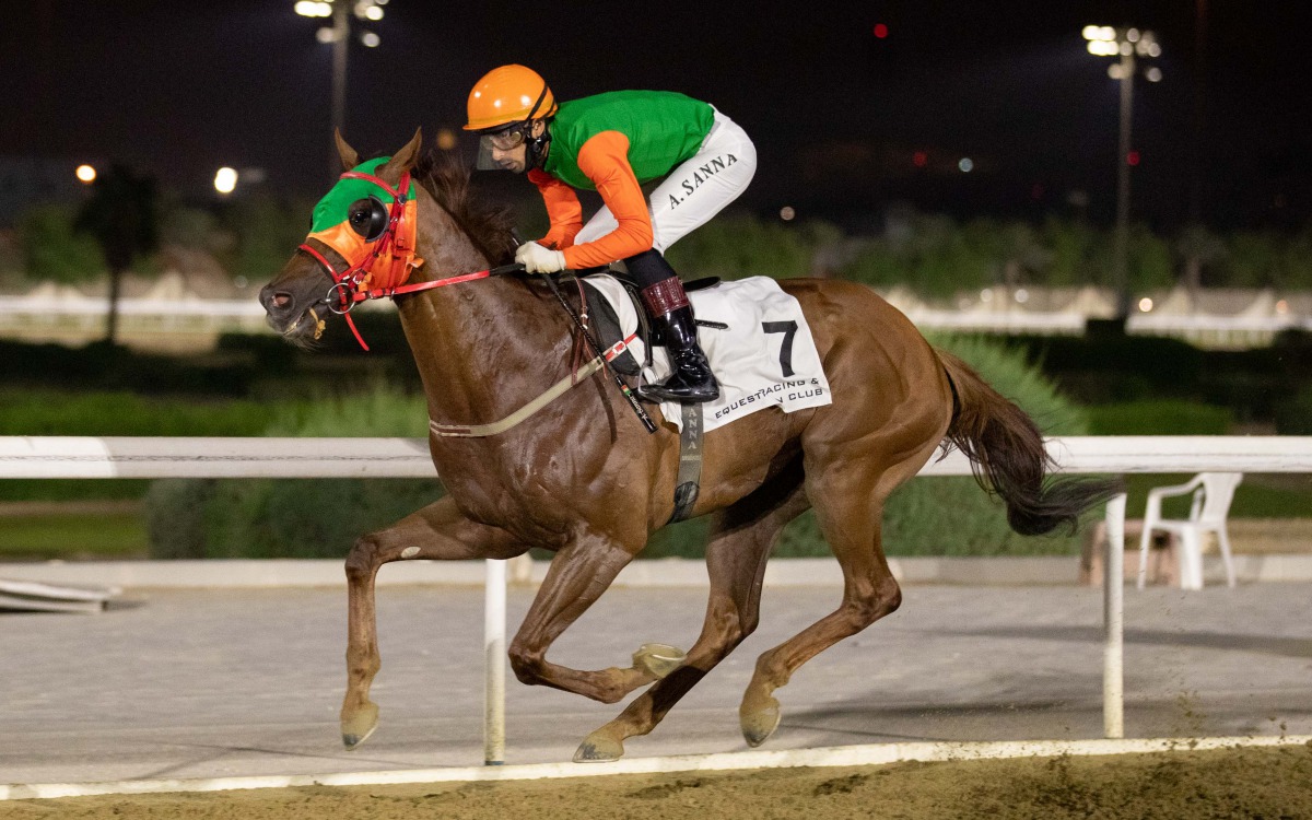 Alberto Sanna, astride Ajal during Al Wukair Cup race , yesterday. 