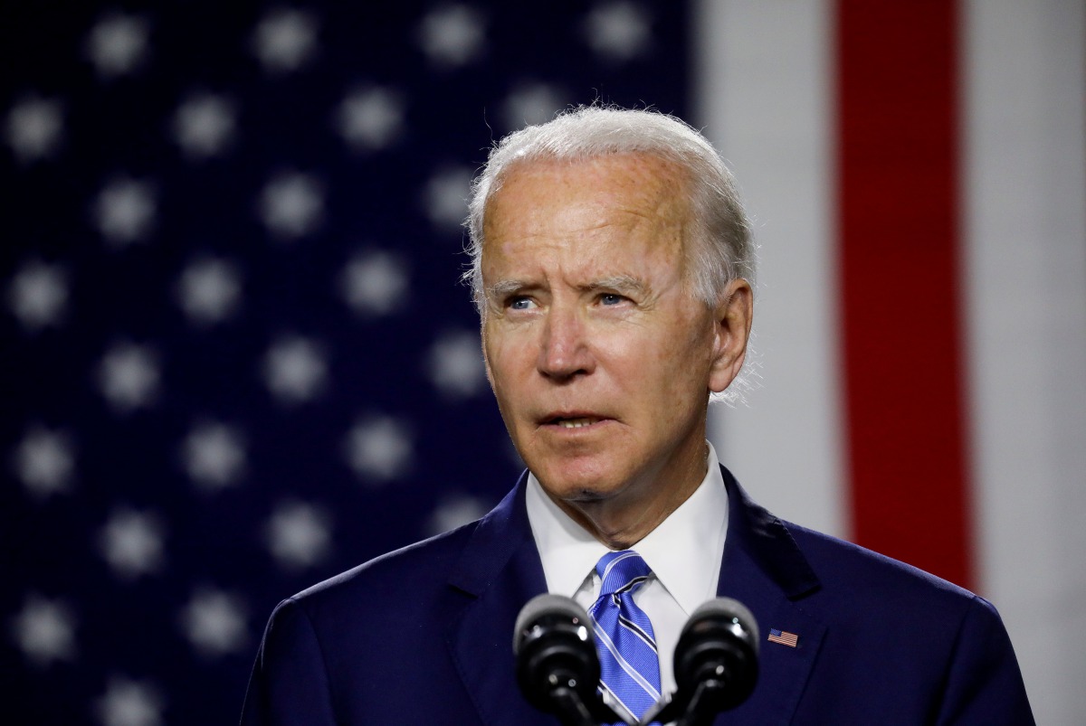 FILE PHOTO: Democratic U.S. presidential candidate and former Vice President Joe Biden arrives to speak about modernizing infrastructure and his plans for tackling climate change during a campaign event in Wilmington, Delaware, U.S., July 14, 2020. REUTER