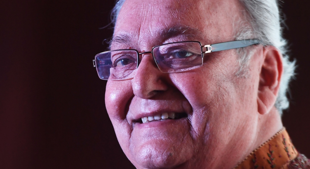 In this file photo taken on January 31, 2018 actor Soumitra Chatterjee smiles after receiving France's highest national order of 'Chevalier (Knight) de la Légion d'Honneur' during an event in Kolkata. Indian actor Soumitra Chatterjee has died on November 