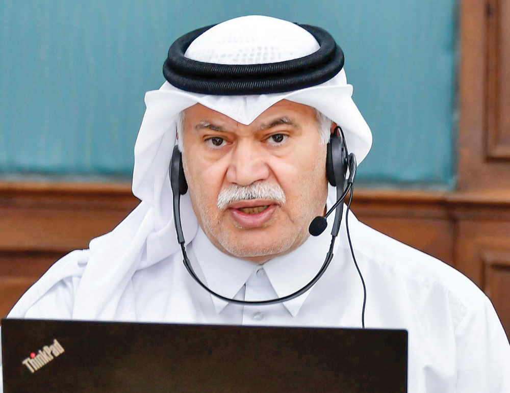 Qatar Chamber Board Member Mohamed bin Sultan Al Jaber speaking during the meeting yesterday. 