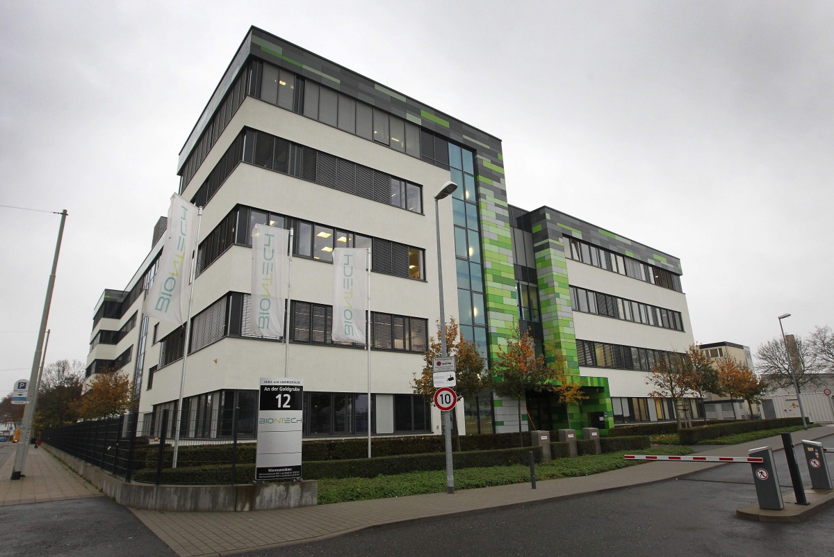 The headquarters of German company BioNTech is pictured in Mainz, western Germany, on November 12, 2020. The small German biotech firm BioNTech, started by a husband and wife team with Turkish roots, has never brought a vaccine to market before. But its e