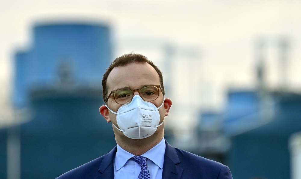 German Health Minister Jens Spahn visits the vaccine maker IDT Biologika production in Dessau Rosslau, Germany, November 23, 2020. Hendrik Schmidt/Pool via REUTERS