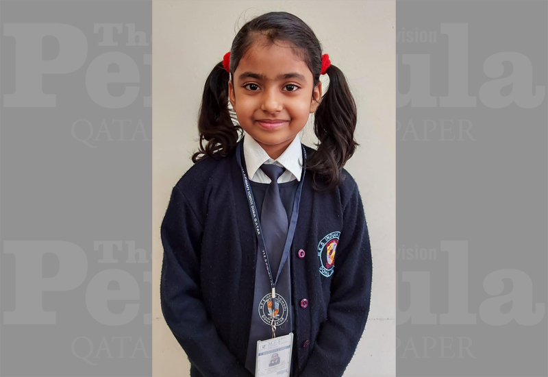 Kesia Susan, a Class IV student of MES Indian School