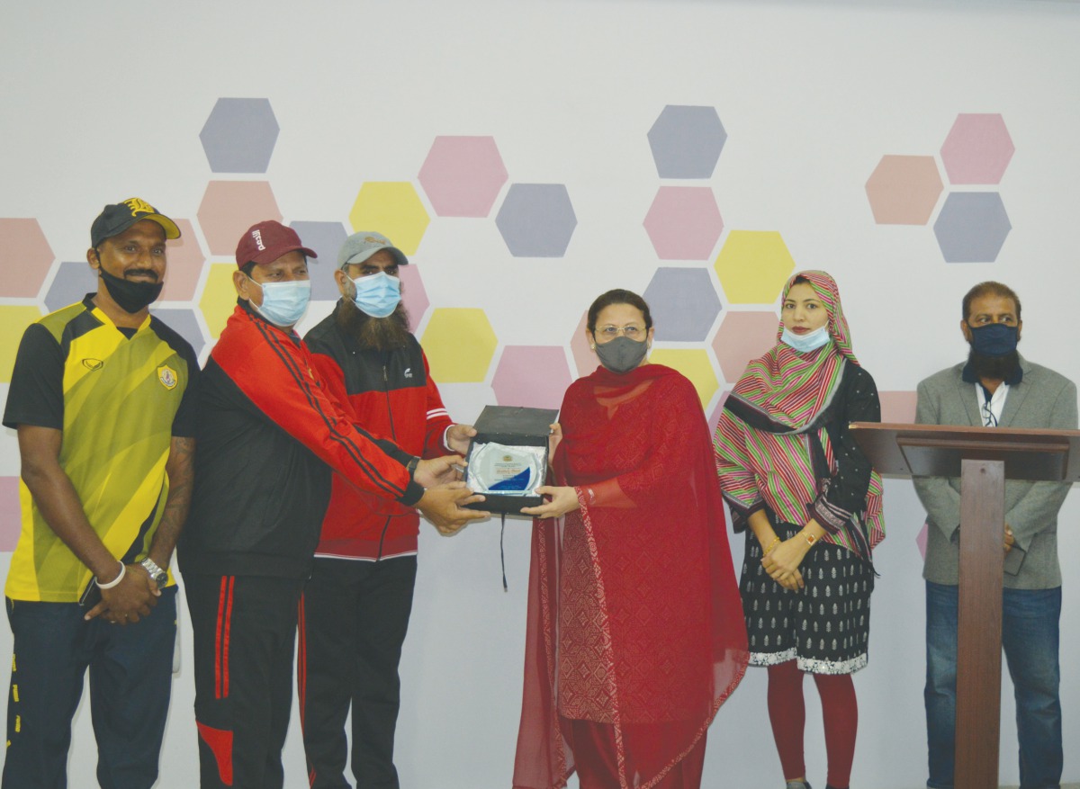 Sports Department of Pakistan International School Qatar conferred a Gratitude Shield to Principal of PISQ, Nargis Raza Otho.