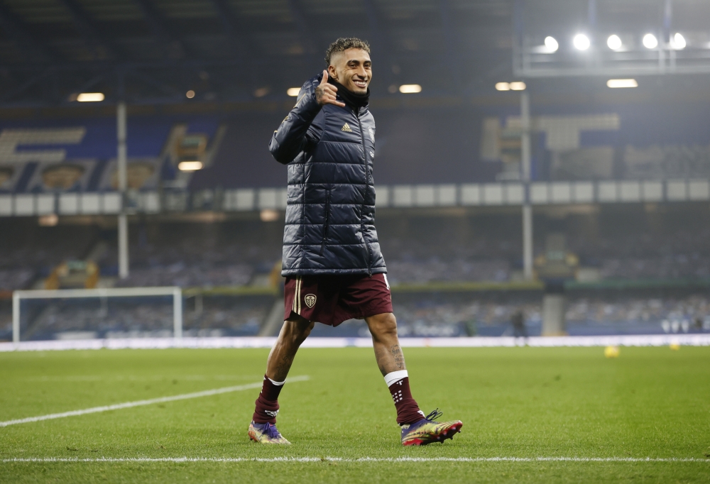 November 28, 2020 Leeds United's Raphinha celebrates after the match Pool via REUTERS/Clive Brunskill
