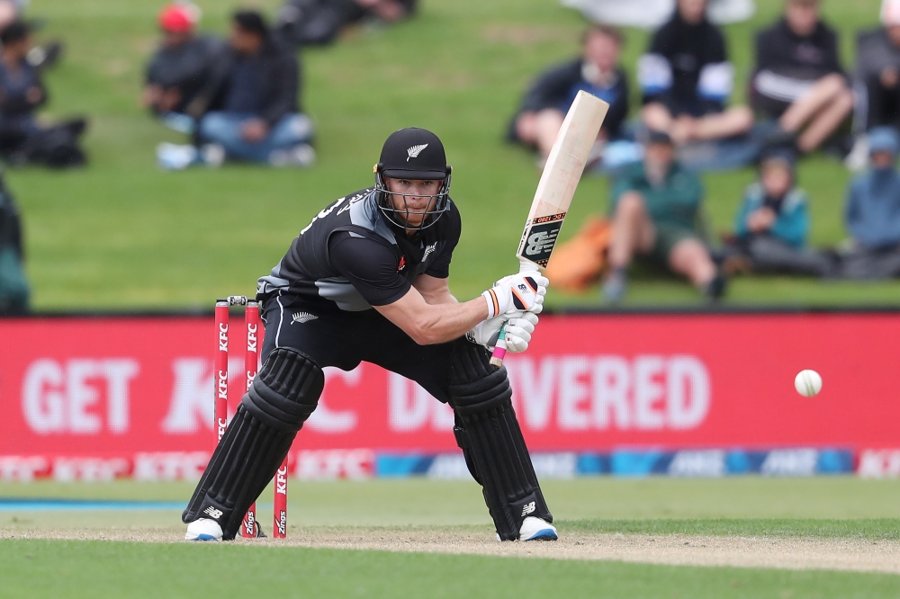 New Zealand’s Glenn Phillips bats during the second Twenty20 International cricket match between New Zealand and the West Indies at the Bay Oval in Mount Maunganui on November 29, 2020. / AFP / MICHAEL BRADLEY