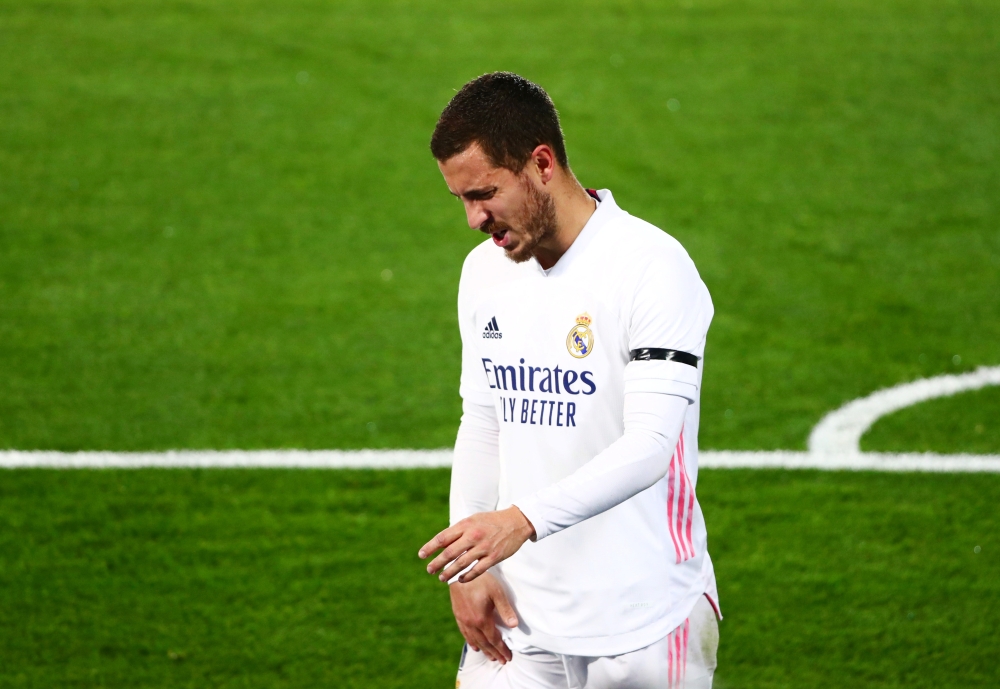 Real Madrid's Eden Hazard walks off after sustaining an injury REUTERS/Javier Barbancho/File Photo