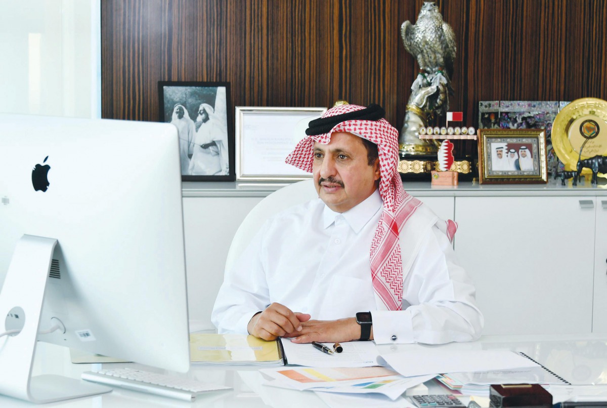 Qatar Chamber Chairman Sheikh Khalifa bin Jassim Al Thani during a meeting of the Board of Directors of the Arab-British Chamber of Commerce.