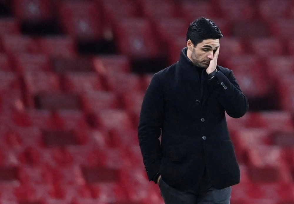 Arsenal manager Mikel Arteta reacts Pool via REUTERS/Laurence Griffiths 