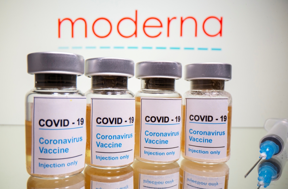 Vials with a sticker reading, 