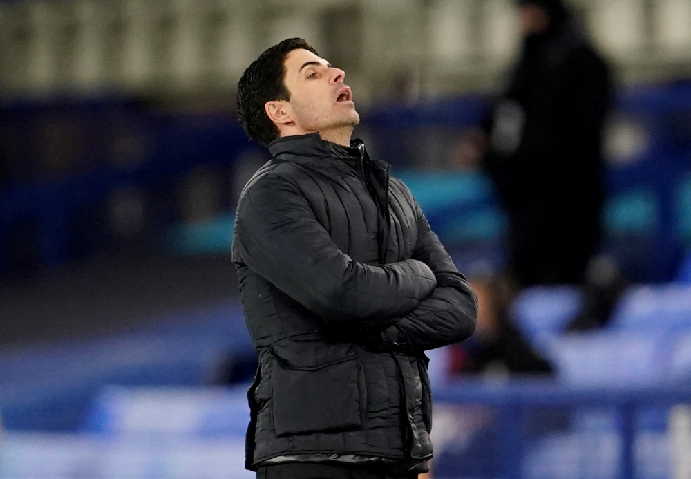 Arsenal manager Mikel Arteta looks dejected after the match Pool via REUTERS/Jon Super 