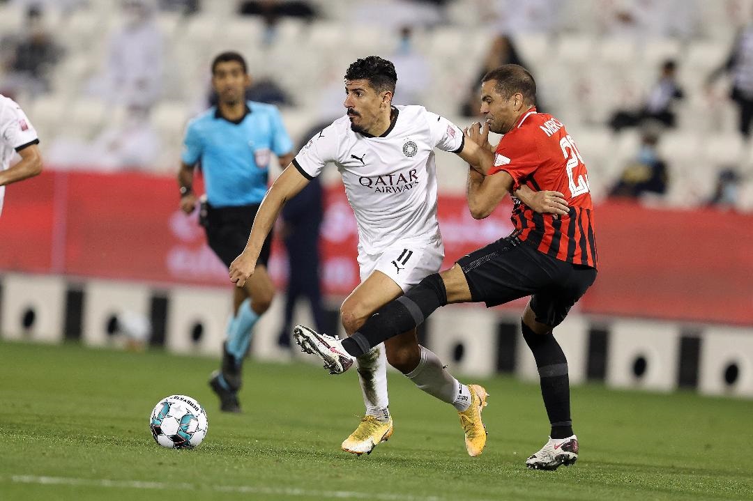 Al Sadd's Baghdad Bounedjah in action during Qatar Clasico.