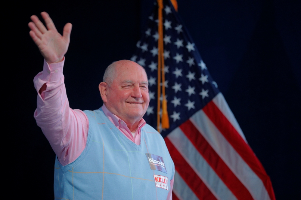 U.S. Secretary of Agriculture Sonny Perdue takes the stage to speak at the GA GOP election night event for the run-off election for Georgia’s two Senate seats, featuring incumbent Republican U.S. Senators David Perdue and Kelly Loeffler and Democratic cha