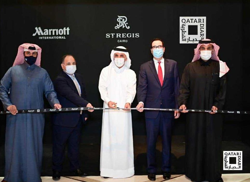 Minister of Finance H E Ali Shareef Al Emadi, US Secretary of the Treasury, Steven Mnuchin; Minister of Finance of Egypt, Dr. Mohamed Moait; Chairman of Qatari Diar, Sheikh Khalid bin Khalifa Al Thani; and CEO of Qatari Diar, Eng. Abdullah bin Hamad Al At