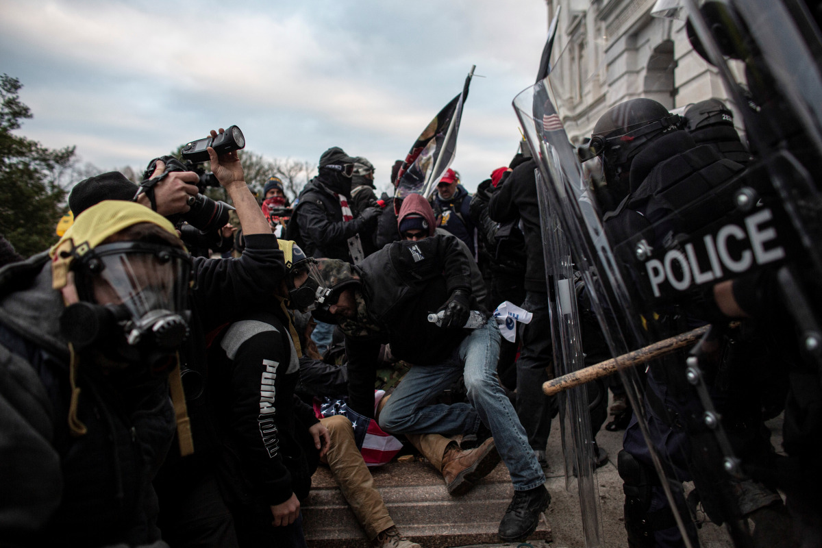 Pro-Trump protesters clash with police as they rally to contest the certification of the 2020 U.S. presidential election results by the U.S. Congress, at the U.S. Capitol Building in Washington, D.C., U.S. January 6, 2021. Picture taken January 6, 2021. R
