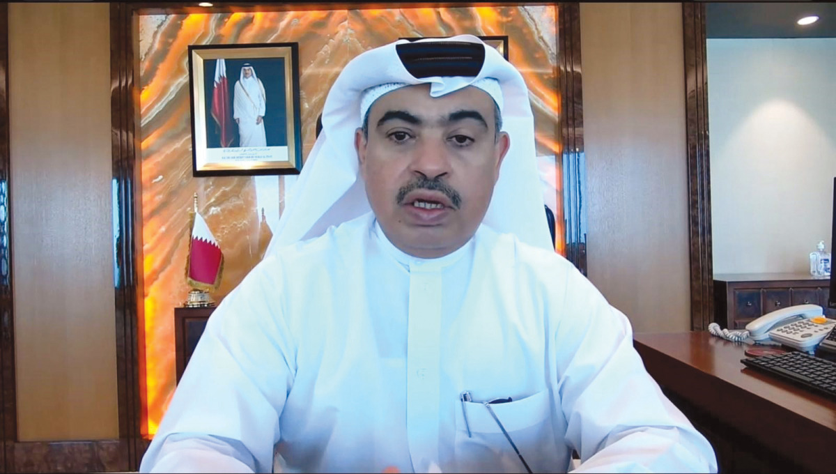 Minister of Commerce and Industry H E Ali bin Ahmed Al Kuwari addressing the virtual ceremony.