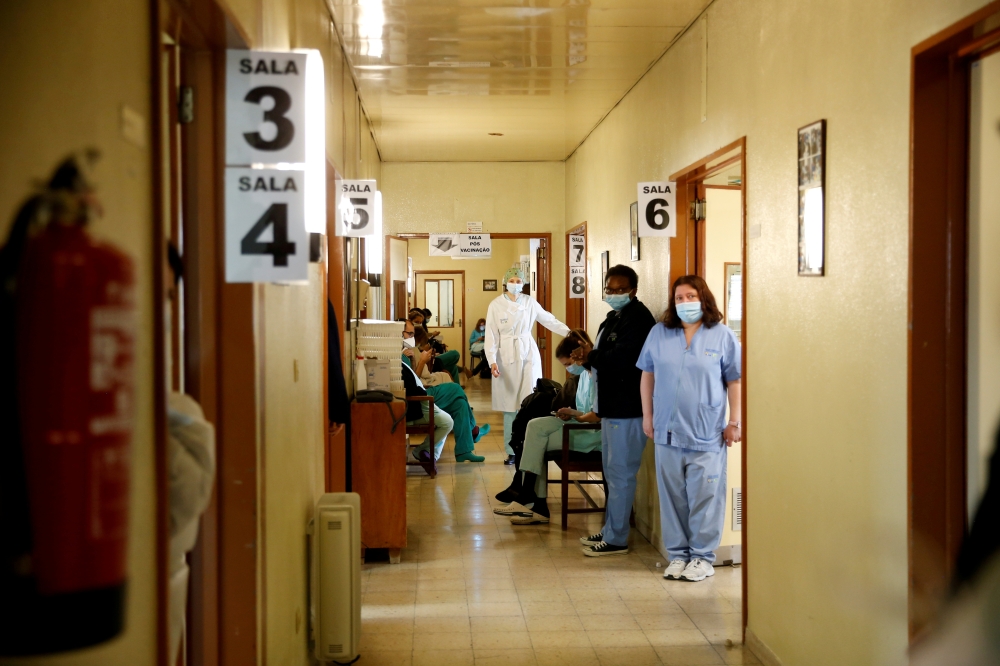 FILE PHOTO: A general view of the cabinets' hallway where medical workers receive the Pfizer-BioNTech coronavirus disease (COVID-19) vaccine at Santa Maria hospital in Lisbon, Portugal, December 28, 2020. REUTERS/Pedro Nunes